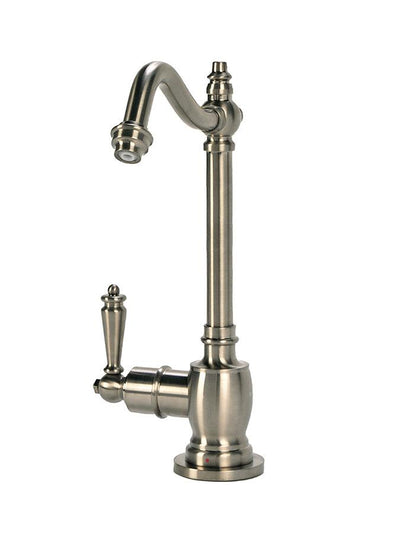 Traditional Hook Spout Hot Water Filtration Faucet. Brushed nickel