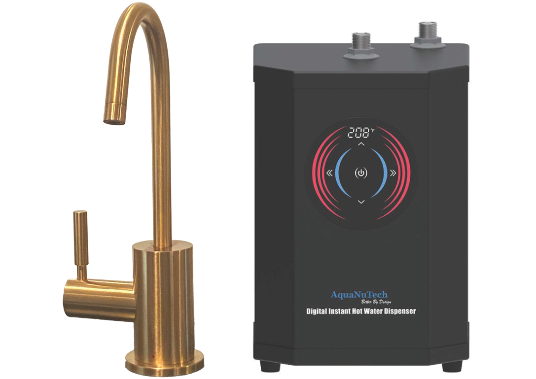 Instant Hot Water Combo - Contemporary C-Spout Hot Water Faucet and Digital Instant Hot Water Dispenser