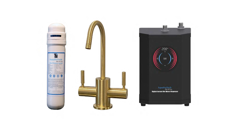 Guston トップウォーター 2個セット Filtration Hot Water Combo - Contemporary C-Spout Faucet & Instant