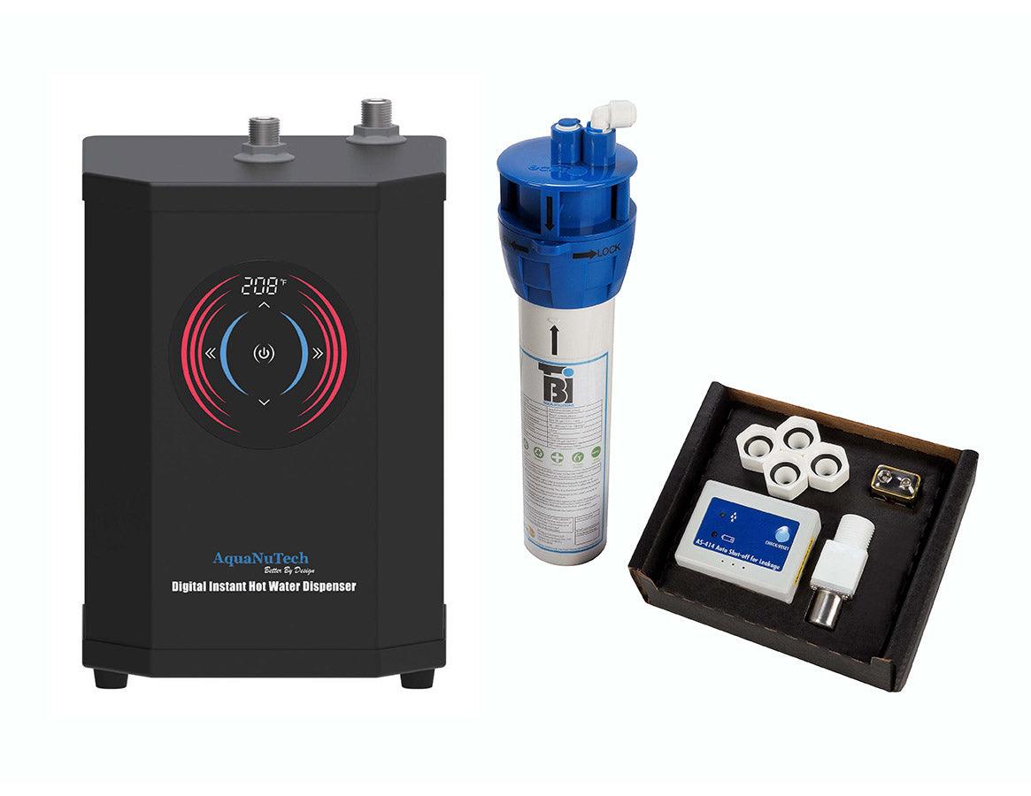 Instant Hot Water Complete Package. Water Filtration plus leak detector system