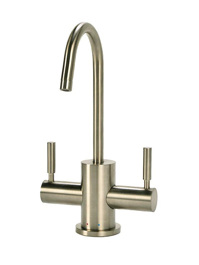 Contemporary C-Spout Hot/Cold Water Filtration Faucet. Brushed nickel