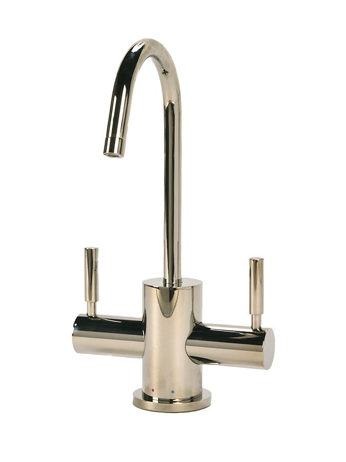 Contemporary C-Spout Hot/Cold Water Filtration Faucet. Polished Nickel