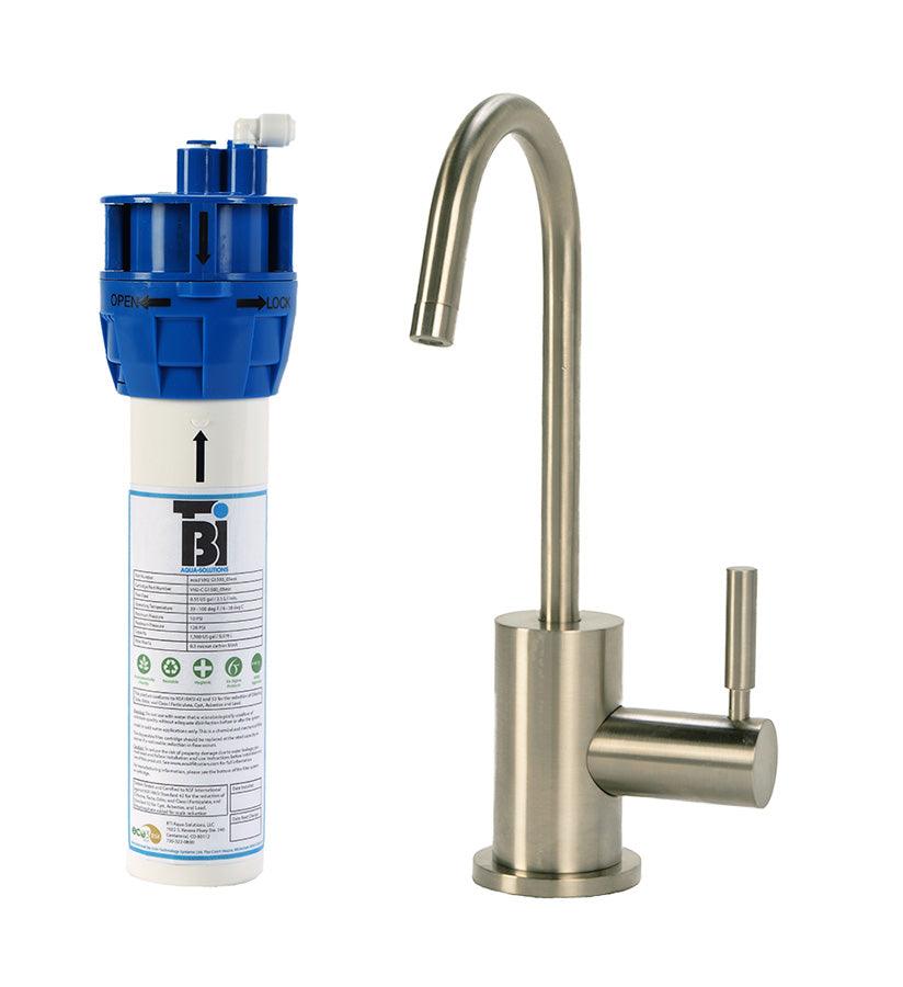 Filtration System Combo - Contemporary C-Spout Cold Water Faucet with Filtration System. Brushed Nickel