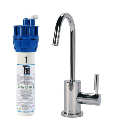 Filtration System Combo - Contemporary C-Spout Cold Water Faucet with Filtration System. Chrome