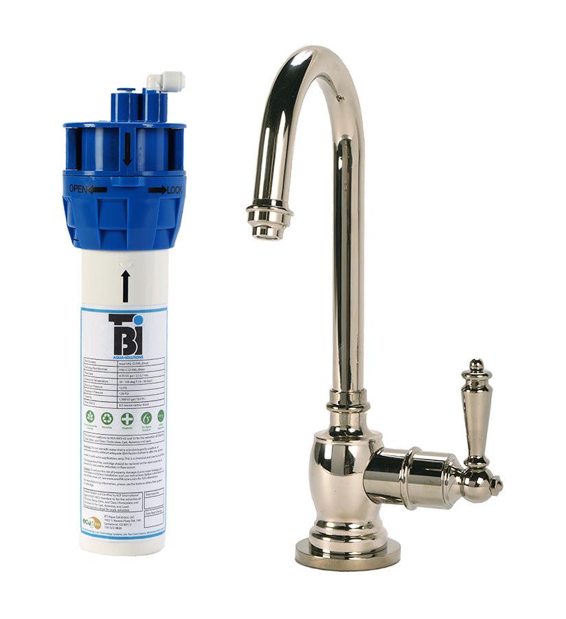 Filtration System Combo - Traditional C-Spout Cold Water Faucet with Filtration System. Polished nickel