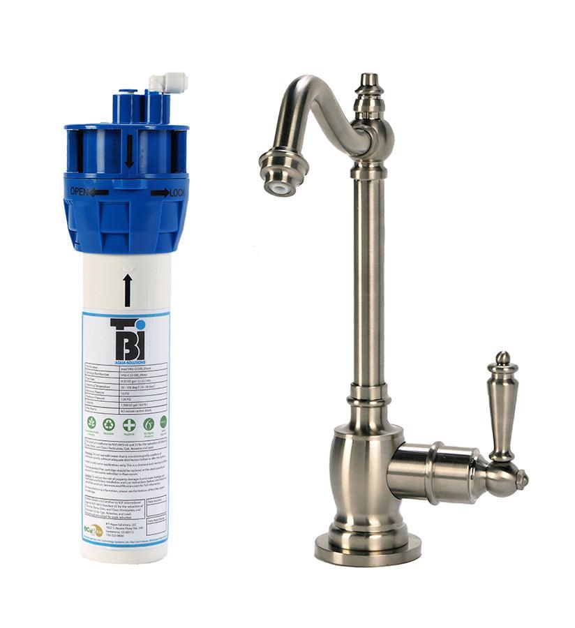 Filtration System Combo - Traditional Hook Spout Cold Water Faucet with Filtration System. Brushed nickel