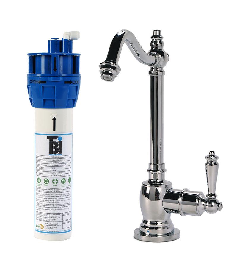 Filtration System Combo - Traditional Hook Spout Cold Water Faucet with Filtration System. Chrome