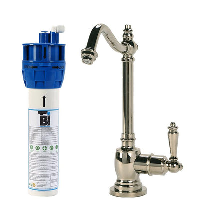 Filtration System Combo - Traditional Hook Spout Cold Water Faucet with Filtration System. Polished nickel