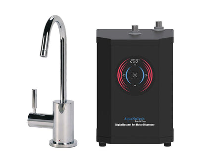 Instant Hot Water Combo - Contemporary C-Spout Hot Water Faucet and Digital Instant Hot Water Dispenser. Chrome