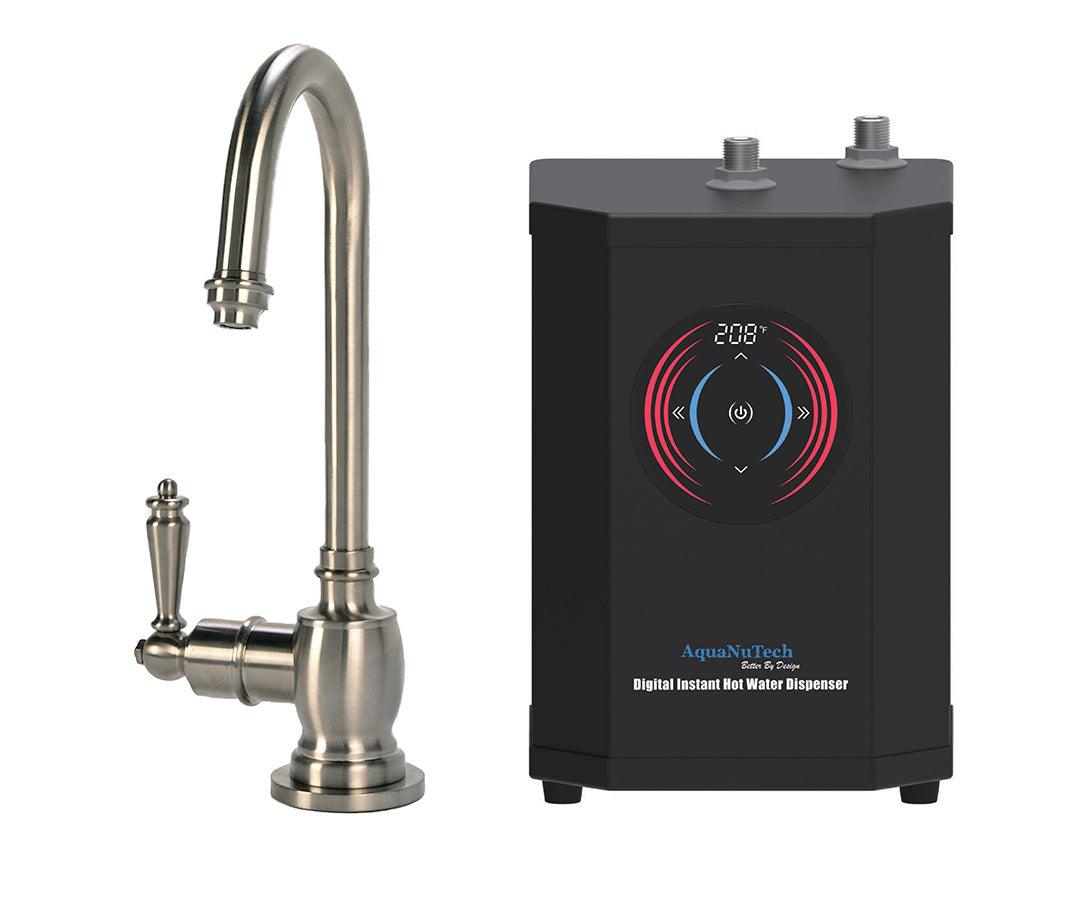 Instant Hot Water Combo - Traditional C-Spout Hot Water Faucet and Digital Instant Hot Water Dispenser - AquaNuTech