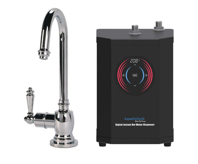 Instant Hot Water Combo - Traditional C-Spout Hot Water Faucet and Digital Instant Hot Water Dispenser. Chrome