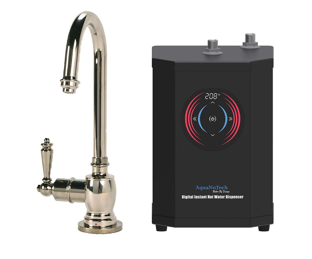Instant Hot Water Combo - Traditional C-Spout Hot Water Faucet and Digital Instant Hot Water Dispenser - AquaNuTech