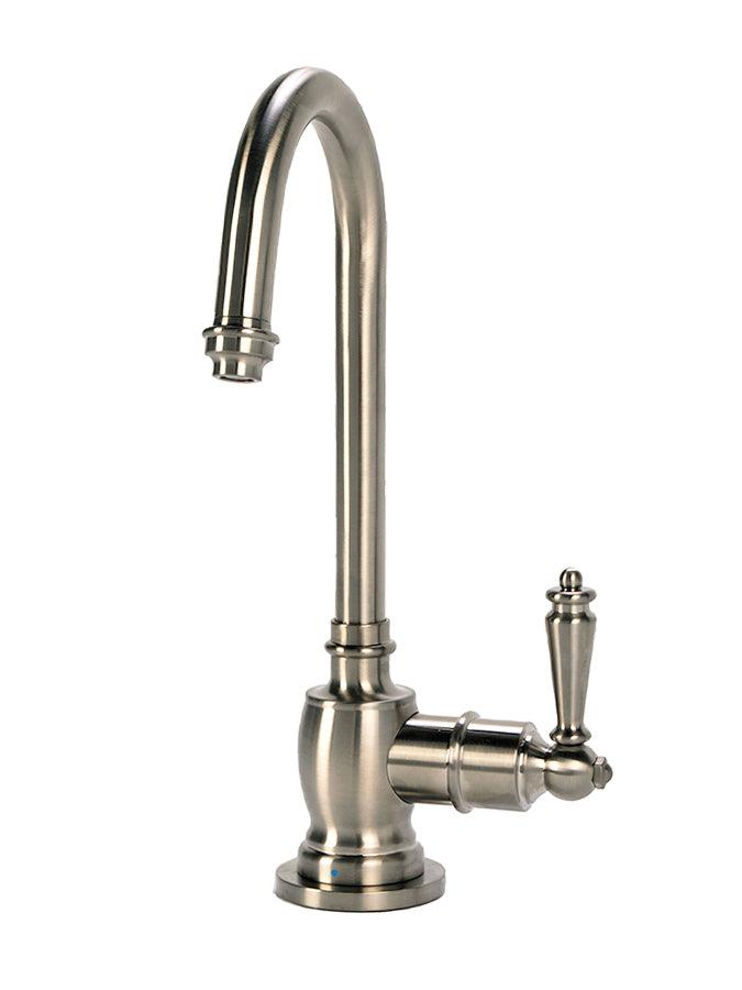 Traditional C-Spout Cold Water Filtration Faucet. Brushed nickel