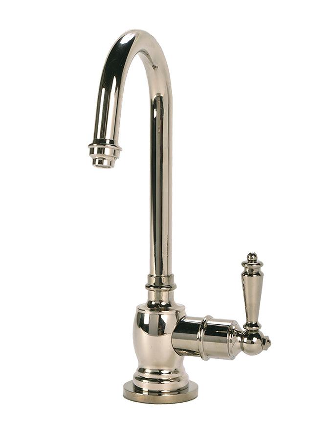 Traditional C-Spout Cold Water Filtration Faucet. Polished nickel