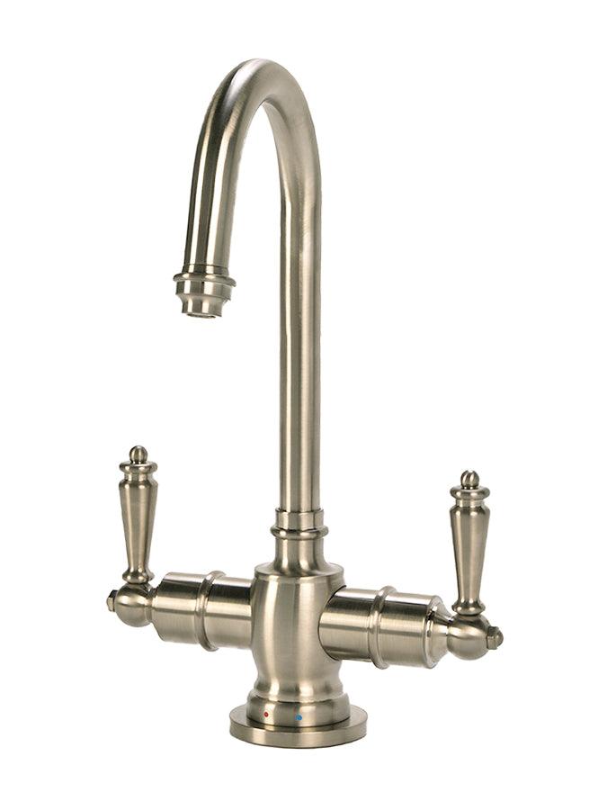 Traditional C-Spout Hot/Cold Water Filtration Faucet. Brushed nickel