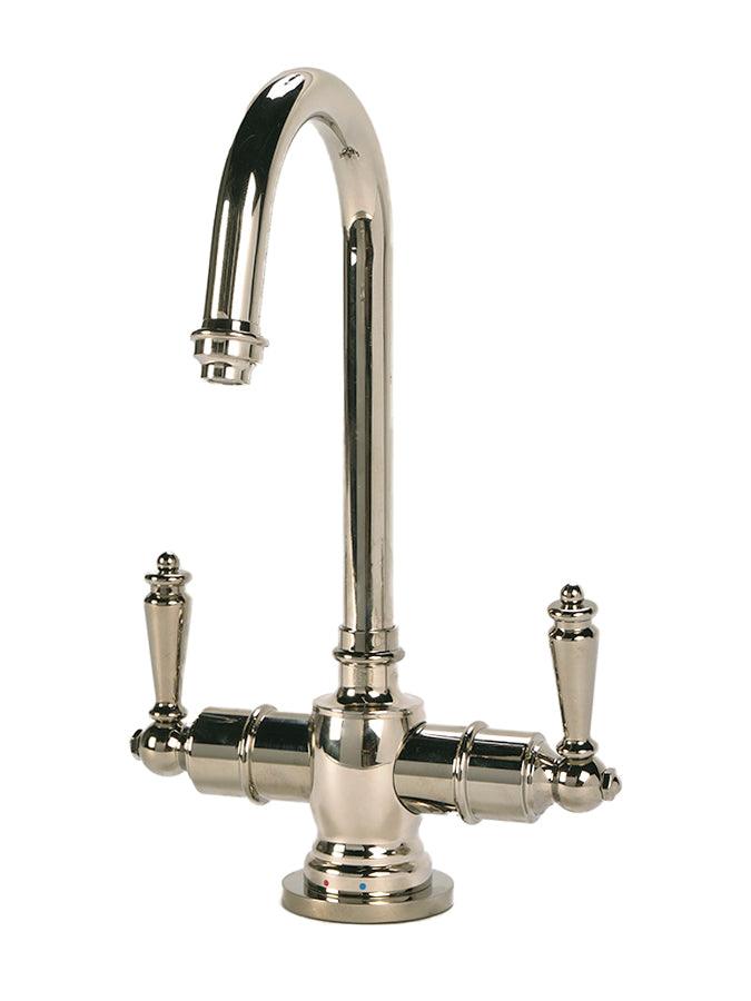 Traditional C-Spout Hot/Cold Water Filtration Faucet. Polished nickle
