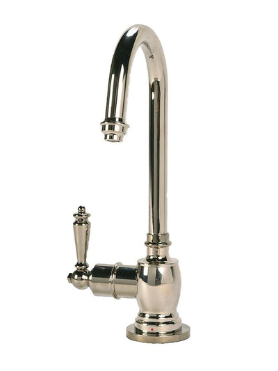 Traditional C-Spout Hot Water Filtration Faucet. Polished nickel