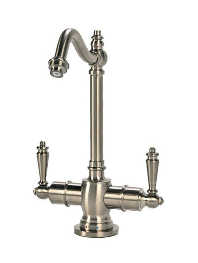 Traditional Hook Spout Hot/Cold Water Filtration Faucet. Brushed nickel